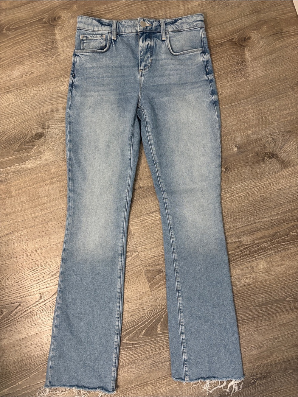 L'AGENCE RUTH High Rise Straight Barker  Light Blue Size 26 Jeans Raw Hem